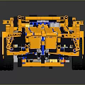 Yellow Building Block Vehicle Model with Black Tires and Complex Construction Structure Design 3d model
