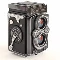 Rolleiflex Vintage Digital Camera With Twin Lens Design And Leather Case Different Angles