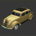 Vintage Yellow Classic Sedan With Black Roof And Retro Design Elements