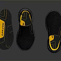 Black Casual Slip On Shoes With Yellow Inner Lining And Non Slip Sole For Daily Use