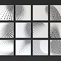 Abstract Black And White Dot Patterns In Grid Layout Design Collection 3d model
