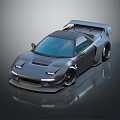 Sleek Dark Gray Sports Car With Aerodynamic Design Rear Wing And Alloy Wheels
