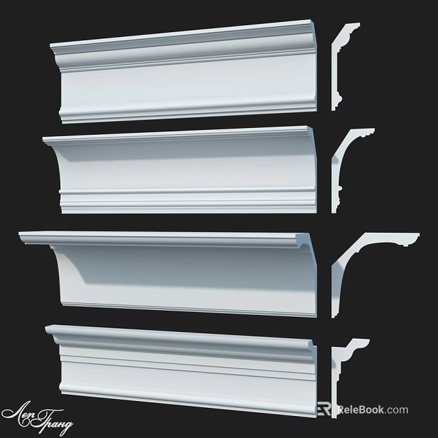 White Architectural Decorative Moldings With Classic Design And Smooth Surface Finish 3d model 