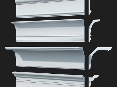 White Architectural Decorative Moldings With Classic Design And Smooth Surface Finish 3d model