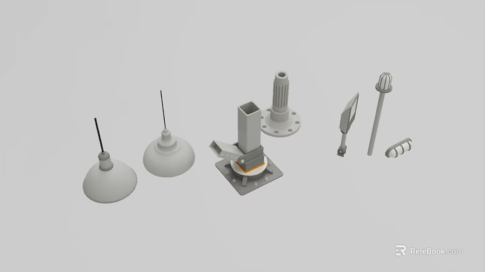 Industrial Equipment Components Including Flange Base Connector Rod And Valve Parts 3d model 