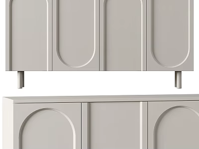 Modern Minimalist Storage Cabinet With Curved Doors And Sleek White Design 3d model