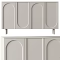 Modern Minimalist Storage Cabinet With Curved Doors And Sleek White Design