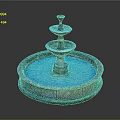 Classical Three Tier Garden Ornament Fountain With Circular Stone Basin And Blue Water