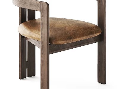 Modern Leisure Chair With Natural Wood Frame And Comfortable Leather Seat 3d model