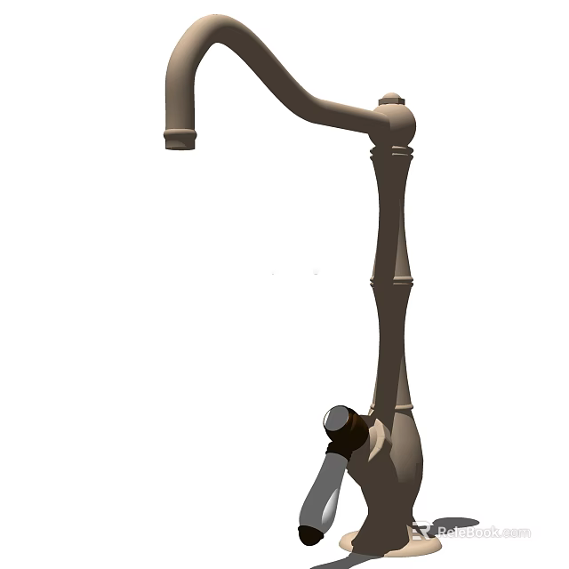 Modern Kitchen Faucet With Elegant Curved Neck And Durable Metal Construction Design 3d model 