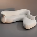 Irregular Shaped Sofa With Light Colored Fabric And Modern Curved Lines For Minimalist Interior 3d model
