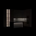 Modern Kitchen Interior With Light Cabinets Marble Island And Black Appliances