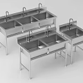 Stainless Steel Commercial Kitchen Sinks With Stand Multiple Bowls And Faucets