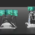 Multi Screen Amusement Simulator Equipment With Mechanical Arm And Virtual Environment Seat 3d model