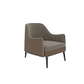 Modern Leisure Chair With Light Brown Fabric And Dark Brown Armrests Black Slender Legs