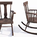 Traditional Wooden Leisure Armchairs With Rocking Chair Design And Classic Style