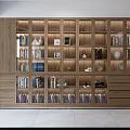 Modern Wooden Bookcase With Multiple Storage Shelves Books Decorative Items Frames And Drawers