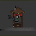 Traditional Style Food Cart With Black Roof Red Green Lanterns And Cooking Stove