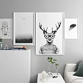 Nordic Animal Painting Decorative Painting Sofa Side Cabinet Combination 3d model