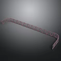 Curved Long Metal Frame Structure With Red And Silver Metal Bars