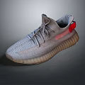 Gray Knit Upper Sneakers With Red Accents Transparent Sole And Lace Up Design