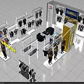 Modern Fashion Clothing Store Interior With Clothing Racks Mannequins Sofa Tables And Display Areas