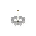 Elegant Modern Chandelier with Brass Frame Multiple White Shades and Hanging Chain Design