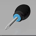 Hardware Tool Screwdriver with Black Handle Blue Accent Ring White Steel Shank Modern Reflective Design