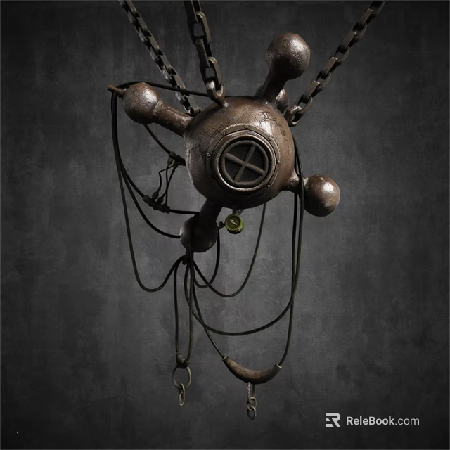 Vintage Metal Decorative Ornament Set With Chains And Spherical Elements 3d model