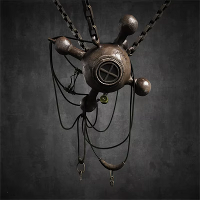 Vintage Metal Decorative Ornament Set With Chains And Spherical Elements 3d model