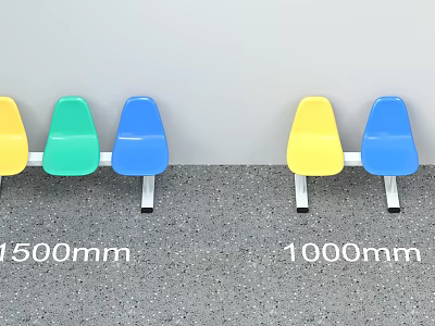 Public Chair Design with Yellow Green Blue Seats and 1500mm 1000mm Dimensions 3d model