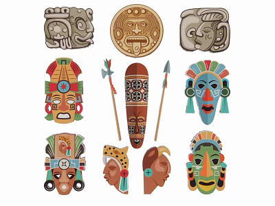 Tribal Style Pendants With Totem And Mask Elements 3d model