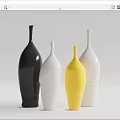 Modern Curved Vases In Black White Yellow For Fresh Flower Arrangement