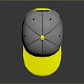 Gray Hat With Yellow Brim Yellow Eye Design And Stitches