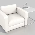 Modern Exhibition Furniture White Leather Chair With Metal Frame Side Table Design