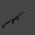 Detailed View of Modern Rifle With Black Body Red Magazine Barrel and Trigger