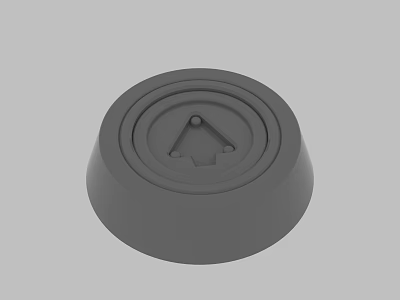 Gray Circular Mechanical Component With Central Triangular Symbol Design 3d model