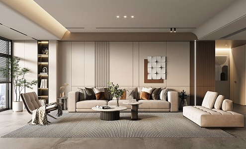 Modern Living Room Home Living Room Sofa Coffee Table Set Sofa Background Wall Single Person Sofa Lazy Person Sofa Living Room Without Main Lamp 3d model