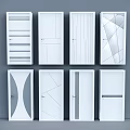 White Hinged Doors With Various Modern Designs And Patterns For Home Interior 3d model