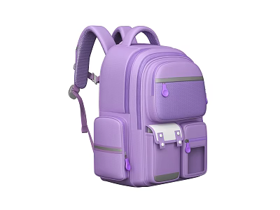 Light Purple Backpack With Multiple Pockets And Straps 3d model