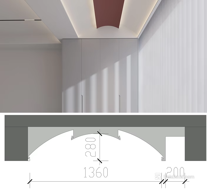 Modern Ceiling Design With Integrated Lighting And Decor 3d model 