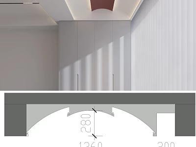 Modern Ceiling Design With Integrated Lighting And Decor 3d model