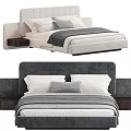 Stylish Double Bed Designs With Upholstered Headboards White Pillows Gray Throws And Nightstands