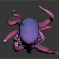 Vibrant Purple And Pink Octopus Game Movie Character With Large Eyes And Tentacles