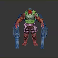 A Man In Tactical Combat Armor Holding Large Guns And Military Gear
