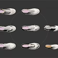 Casual Footwear Various Styles High Top And Low Top White Shoes With Black Pink Details