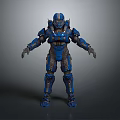 Blue Robotic Mech Character With Detailed Armor Plates And Futuristic Design
