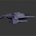 Futuristic Spacecraft 3D Model With Blue Purple Hulls And Detailed Wing Structures