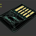 Black Electronic Card Tray With Gold And Green Metal Contacts For Devices