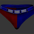 Stylish Men's Underwear With Red And Blue Color Block Design And Silver Decorative Waistband Buckles